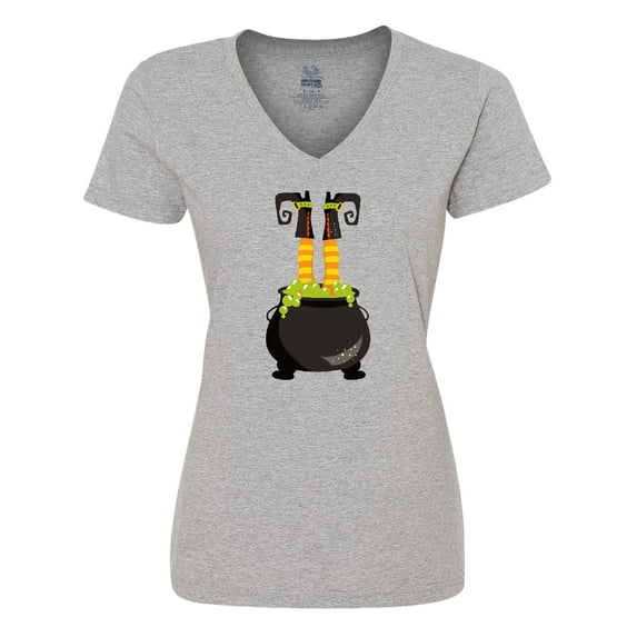 Inktastic Halloween, Witch Cauldron, Witch Legs, Potion Women's V-Neck T-Shirt