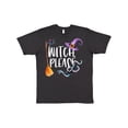 thumbnail image 1 of Inktastic Halloween Witch, Please Broom, Purple Hat, Spider and Snake T-Shirt, 1 of 5