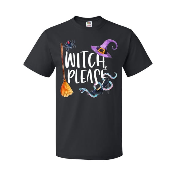 Inktastic Halloween Witch, Please Broom, Purple Hat, Spider and Snake T-Shirt