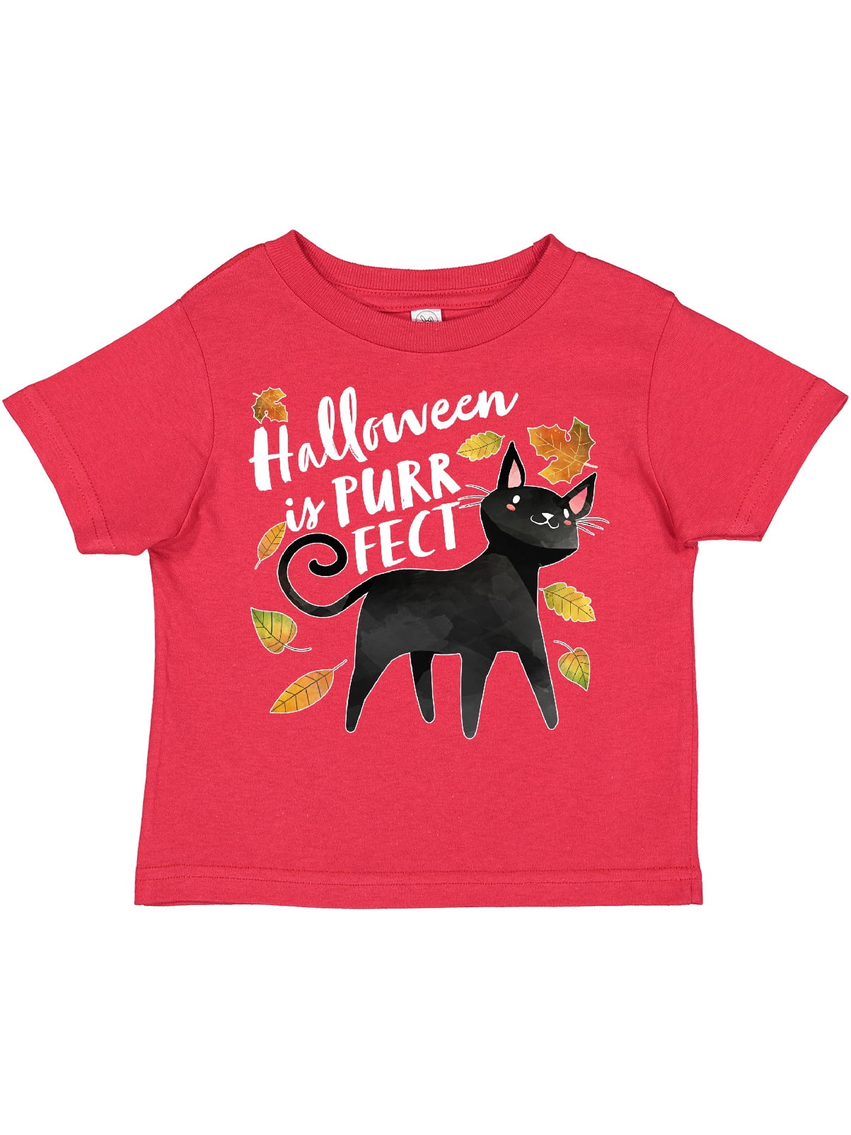 Inktastic Halloween is Purr-fect Cute Black Cat with Fall Leaves
