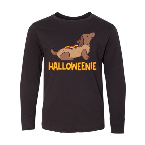 Inktastic Halloweenie Cute Dachshund in Hot Dog Costume Long Sleeve Youth T-Shirt
