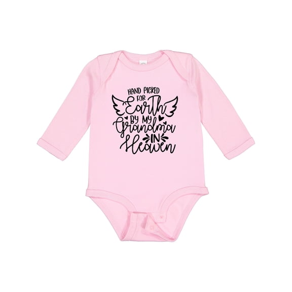 Inktastic Hand Picked for Earth by My Grandma in Heaven Boys or Girls Long Sleeve Baby Bodysuit