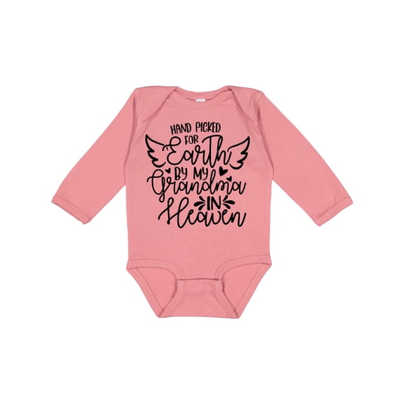 Inktastic Hand Picked for Earth by My Grandma in Heaven Boys or Girls Long Sleeve Baby Bodysuit