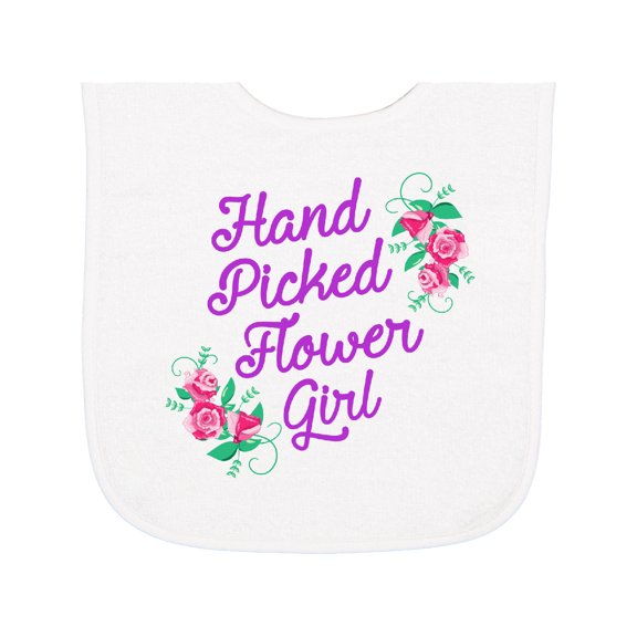 Inktastic Handpicked Flower Girl for Wedding Baby Terry Cloth Bib