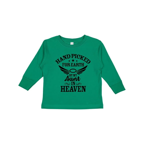 Inktastic Handpicked for Earth By My Aunt in Heaven with Angel Wings Boys or Girls Long Sleeve Toddler T-Shirt