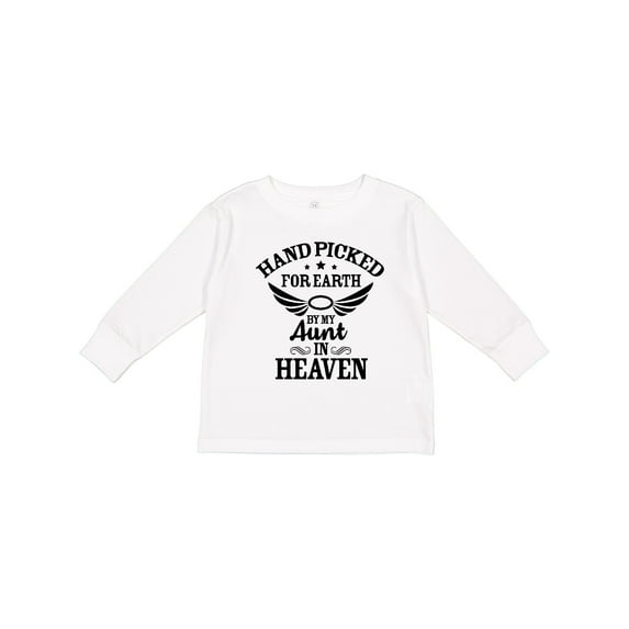 Inktastic Handpicked for Earth By My Aunt in Heaven with Angel Wings Boys or Girls Long Sleeve Toddler T-Shirt
