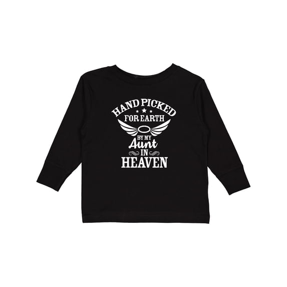 Inktastic Handpicked for Earth By My Aunt in Heaven with Angel Wings Boys or Girls Long Sleeve Toddler T-Shirt