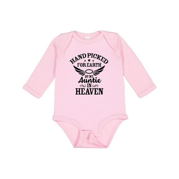 Inktastic Handpicked for Earth By My Auntie in Heaven with Angel Wings Boys or Girls Long Sleeve Baby Bodysuit