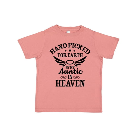 Inktastic Handpicked for Earth By My Auntie in Heaven with Angel Wings Boys or Girls Toddler T-Shirt