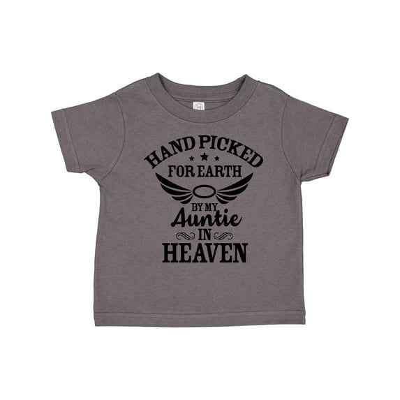 Inktastic Handpicked for Earth By My Auntie in Heaven with Angel Wings Boys or Girls Toddler T-Shirt