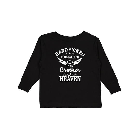 Inktastic Handpicked for Earth By My Brother in Heaven Angel Wings Boys or Girls Long Sleeve Toddler T-Shirt
