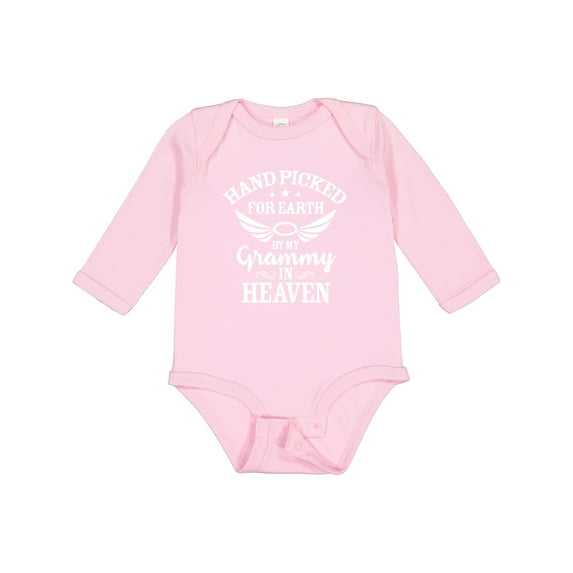 Inktastic Handpicked for Earth By My Grammy in Heaven with Angel Wings Boys or Girls Long Sleeve Baby Bodysuit