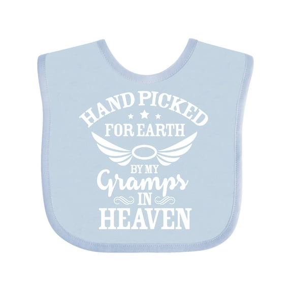 Inktastic Handpicked for Earth By My Gramps in Heaven with Angel Wings Boys or Girls Baby Bib