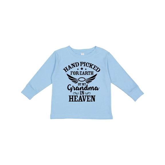 Inktastic Handpicked for Earth By My Grandma in Heaven Angel Wings Boys or Girls Long Sleeve Toddler T-Shirt