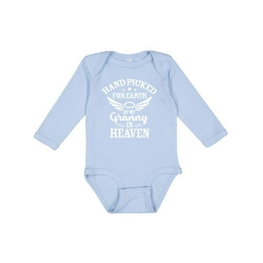 Inktastic Handpicked for Earth By My Granny in Heaven with Angel Wings Boys or Girls Long Sleeve Baby Bodysuit