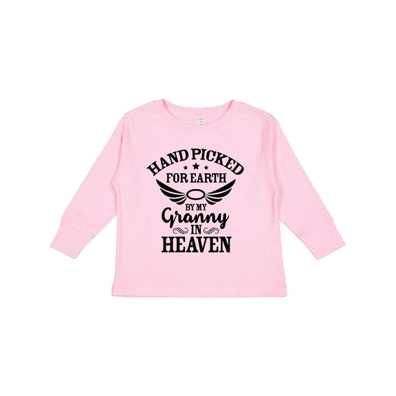 Inktastic Handpicked for Earth By My Granny in Heaven with Angel Wings Boys or Girls Long Sleeve Toddler T-Shirt