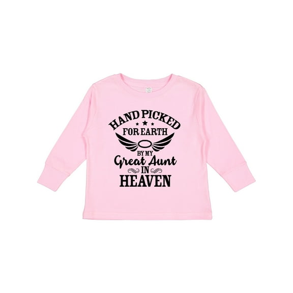 Inktastic Handpicked for Earth By My Great Aunt in Heaven Boys or Girls Long Sleeve Toddler T-Shirt