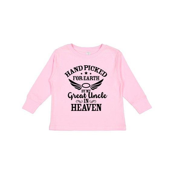 Inktastic Handpicked for Earth By My Great Uncle in Heaven Boys or Girls Long Sleeve Toddler T-Shirt