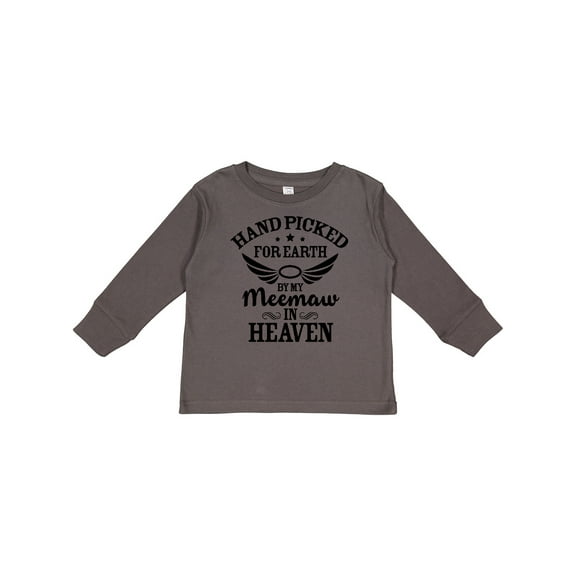 Inktastic Handpicked for Earth By My Meemaw in Heaven with Angel Wings Boys or Girls Long Sleeve Toddler T-Shirt