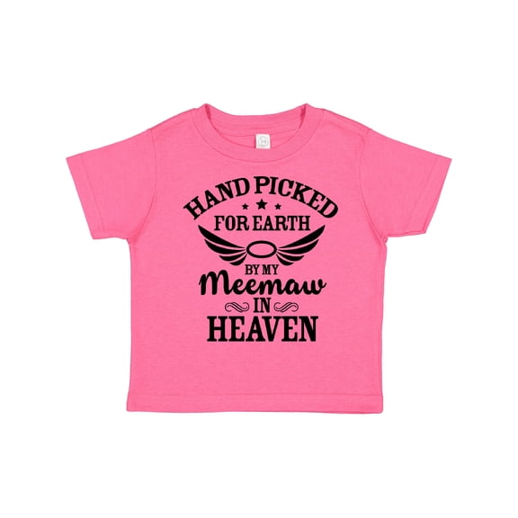 Inktastic Handpicked for Earth By My Meemaw in Heaven with Angel Wings Boys or Girls Toddler T-Shirt