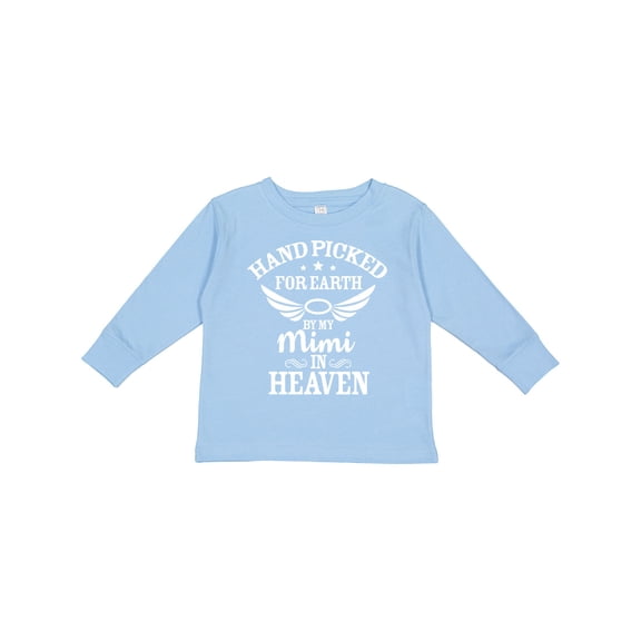 Inktastic Handpicked for Earth By My Mimi in Heaven with Angel Wings Boys or Girls Long Sleeve Toddler T-Shirt