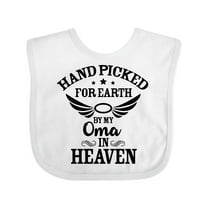 Inktastic Handpicked for Earth By My Oma in Heaven with Angel Wings Boys or Girls Baby Bib