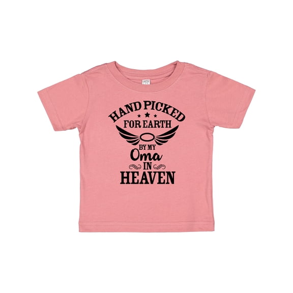 Inktastic Handpicked for Earth By My Oma in Heaven with Angel Wings Boys or Girls Baby T-Shirt