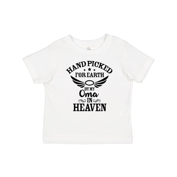 Inktastic Handpicked for Earth By My Oma in Heaven with Angel Wings Boys or Girls Baby T-Shirt