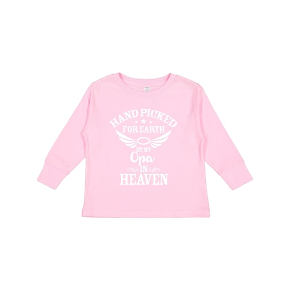 Inktastic Handpicked for Earth by My Opa in Heaven with Angel Wings Boys or Girls Long Sleeve Toddler T-Shirt