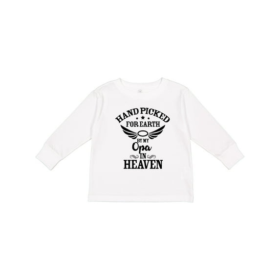 Inktastic Handpicked for Earth By My Opa in Heaven with Angel Wings Boys or Girls Long Sleeve Toddler T-Shirt