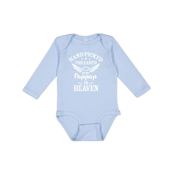 Inktastic Handpicked for Earth by My Pappap in Heaven with Angel Wings Boys or Girls Long Sleeve Baby Bodysuit