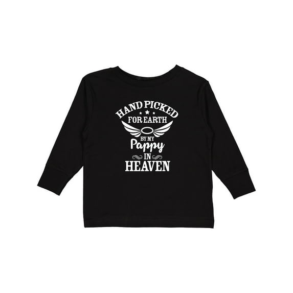 Inktastic Handpicked for Earth By My Pappy in Heaven with Angel Wings Boys or Girls Long Sleeve Toddler T-Shirt