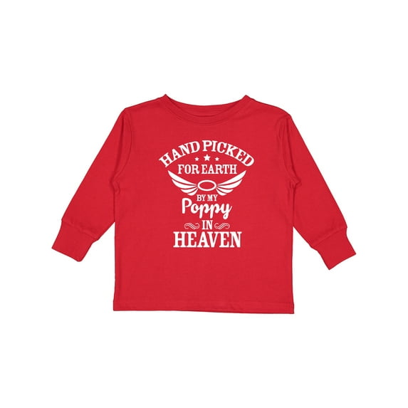Inktastic Handpicked for Earth By My Poppy in Heaven with Angel Wings` Boys or Girls Long Sleeve Toddler T-Shirt