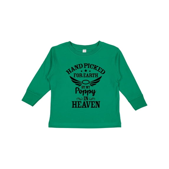 Inktastic Handpicked for Earth By My Poppy in Heaven with Angel Wings` Boys or Girls Long Sleeve Toddler T-Shirt
