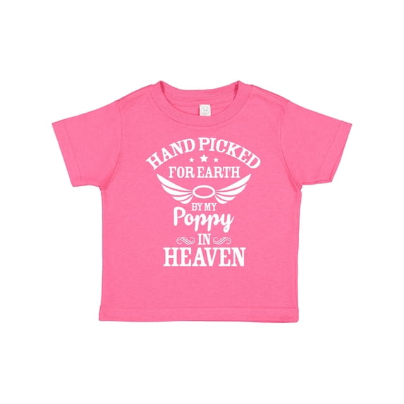 Inktastic Handpicked for Earth By My Poppy in Heaven with Angel Wings` Boys or Girls Toddler T-Shirt