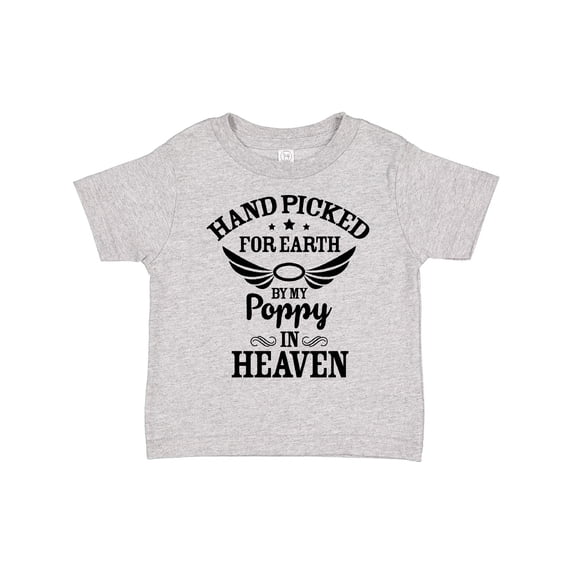 Inktastic Handpicked for Earth By My Poppy in Heaven with Angel Wings` Boys or Girls Toddler T-Shirt