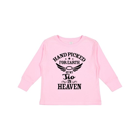 Inktastic Handpicked for Earth By My Tio in Heaven with Angel Wings Boys or Girls Long Sleeve Toddler T-Shirt