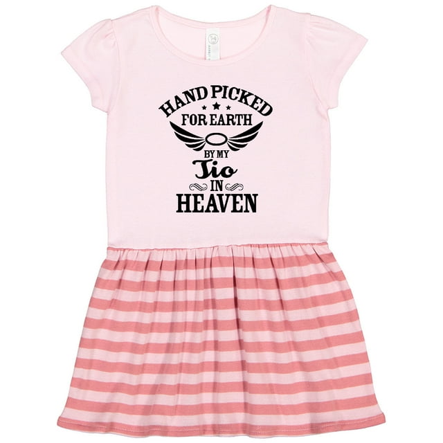 Inktastic Handpicked for Earth By My Tio in Heaven with Angel Wings Gift Toddler Girl Dress