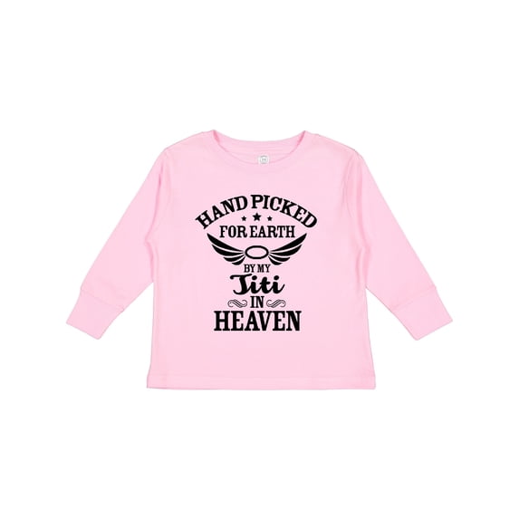 Inktastic Handpicked for Earth By My Titi in Heaven with Angel Wings Boys or Girls Long Sleeve Toddler T-Shirt