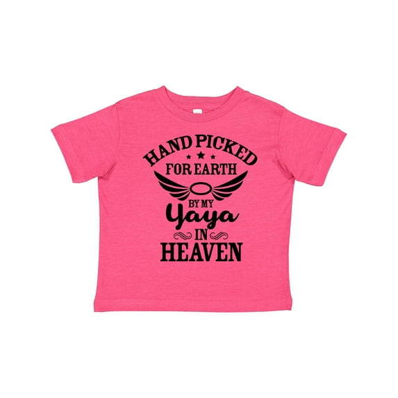 Inktastic Handpicked for Earth By My Yaya in Heaven with Angel Wings Boys or Girls Toddler T-Shirt