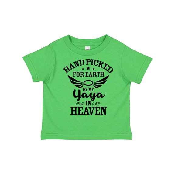 Inktastic Handpicked for Earth By My Yaya in Heaven with Angel Wings Boys or Girls Toddler T-Shirt