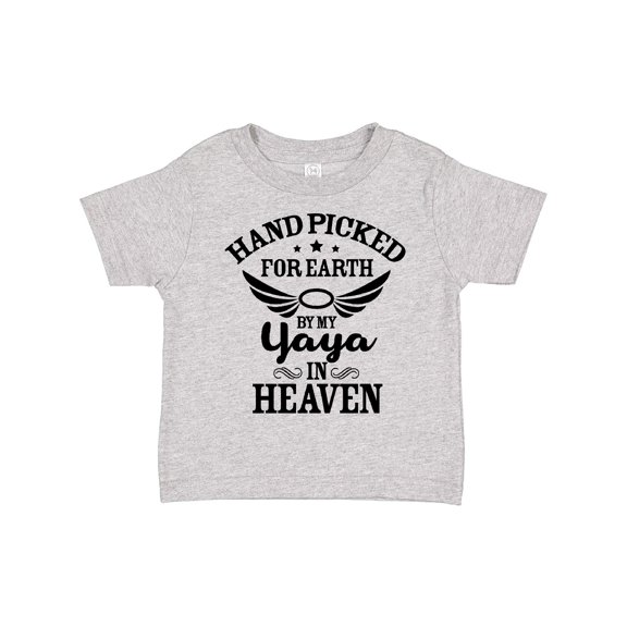 Inktastic Handpicked for Earth By My Yaya in Heaven with Angel Wings Boys or Girls Toddler T-Shirt