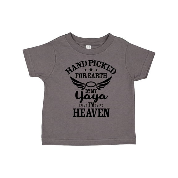 Inktastic Handpicked for Earth By My Yaya in Heaven with Angel Wings Boys or Girls Toddler T-Shirt