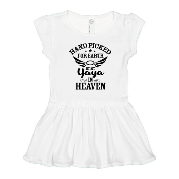Inktastic Handpicked for Earth By My Yaya in Heaven with Angel Wings Girls Toddler Dress