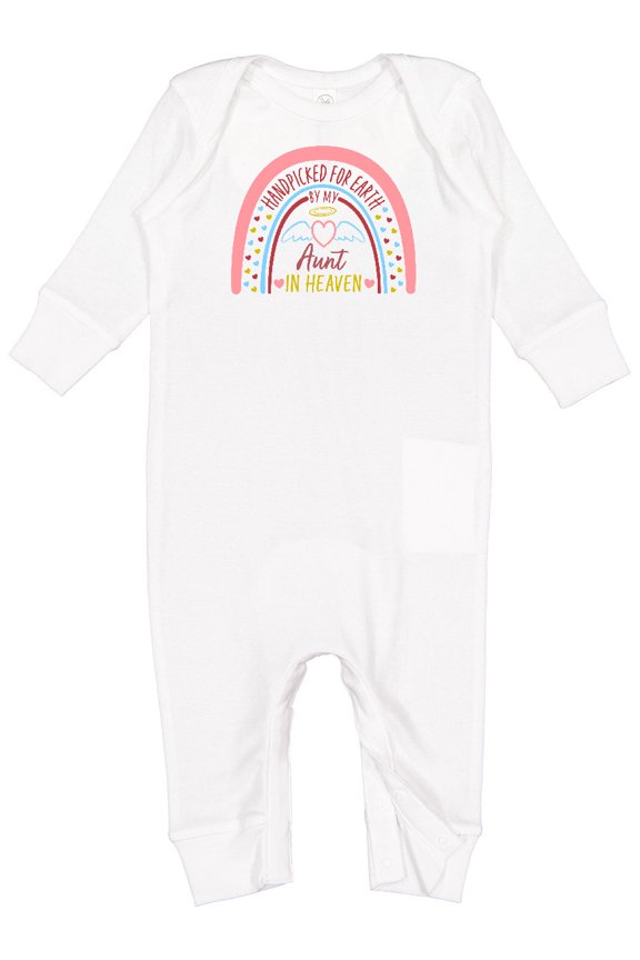 Handpicked for Earth by My Aunt in Heaven Rainbow Baby Romper Coveralls