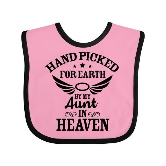 Inktastic Handpicked for Earth by My Aunt in Heaven with Angel Wings Boys or Girls Baby Bib