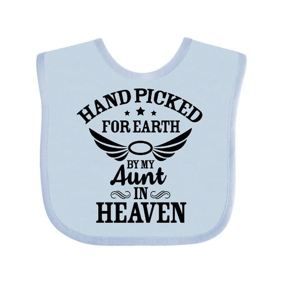 Inktastic Handpicked for Earth by My Aunt in Heaven with Angel Wings Boys or Girls Baby Bib