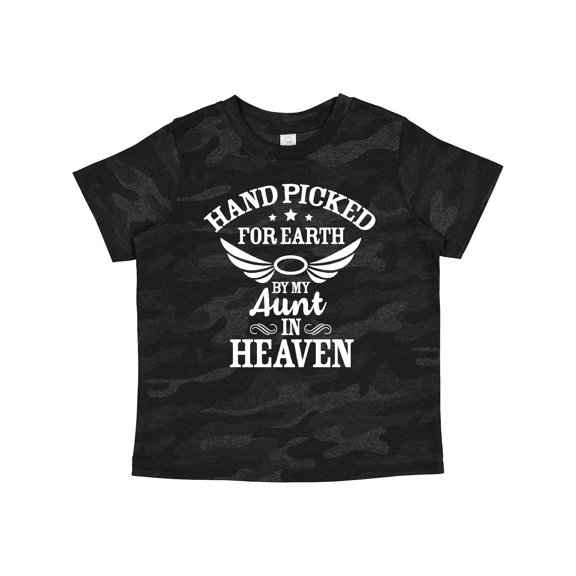 Inktastic Handpicked for Earth by My Aunt in Heaven with Angel Wings Boys or Girls Toddler T-Shirt