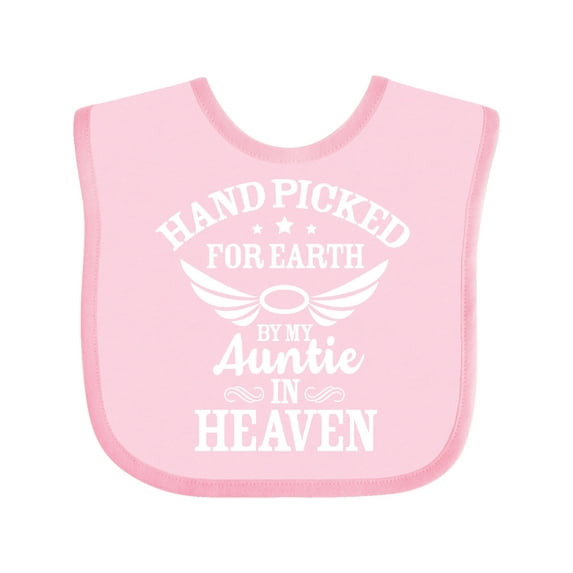 Inktastic Handpicked for Earth by My Auntie in Heaven with Angel Wings Boys or Girls Baby Bib