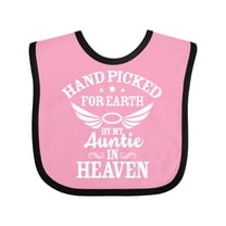 Inktastic Handpicked for Earth by My Auntie in Heaven with Angel Wings Boys or Girls Baby Bib